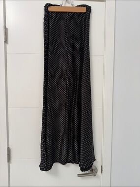 MONA LISA Black Maxi Skirt with White Polka Dots